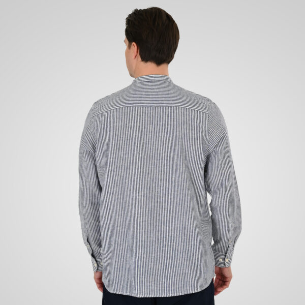 261GS-5195 SHIRT LINEN STRIPED WITH MAO COLLAR AND LONG SLEEVES CC5 BLUE WHITE