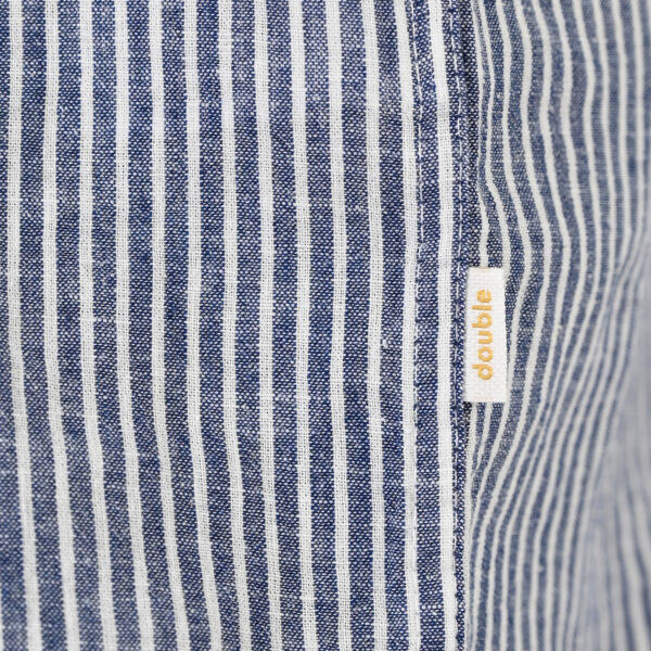 261GS-5195 SHIRT LINEN STRIPED WITH MAO COLLAR AND LONG SLEEVES CC5 BLUE WHITE