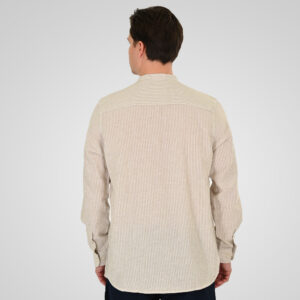 261GS-5195 SHIRT LINEN STRIPED WITH MAO COLLAR AND LONG SLEEVES CC90 BEIGE WHITE - Image 4