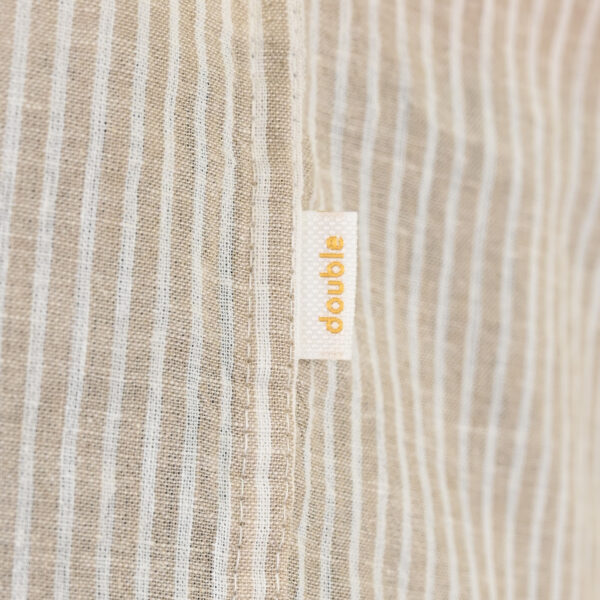 261GS-5195 SHIRT LINEN STRIPED WITH MAO COLLAR AND LONG SLEEVES CC90 BEIGE WHITE