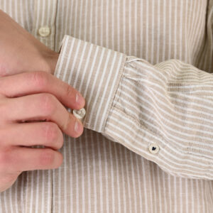261GS-5195 SHIRT LINEN STRIPED WITH MAO COLLAR AND LONG SLEEVES CC90 BEIGE WHITE - Image 6