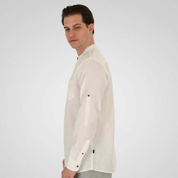 261GS-5200 SHIRT LINEN WITH MAO COLLAR, HALF BUTTON PLACKET, CHEST POCKET AND LONG SLEEVES LINEN WHITE