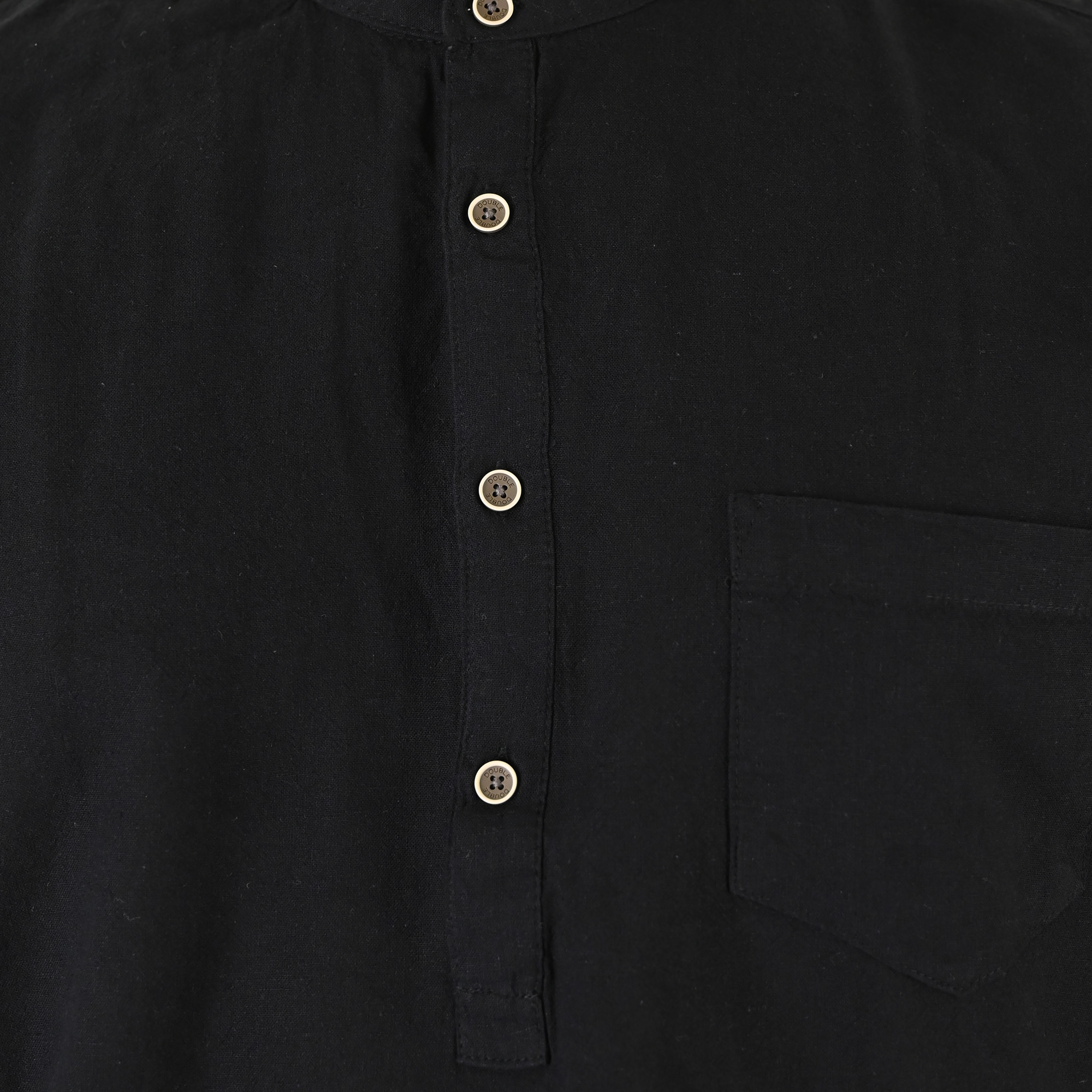 261GS-5200 SHIRT LINEN WITH MAO COLLAR, HALF BUTTON PLACKET, CHEST POCKET AND LONG SLEEVES BLACK - Image 5