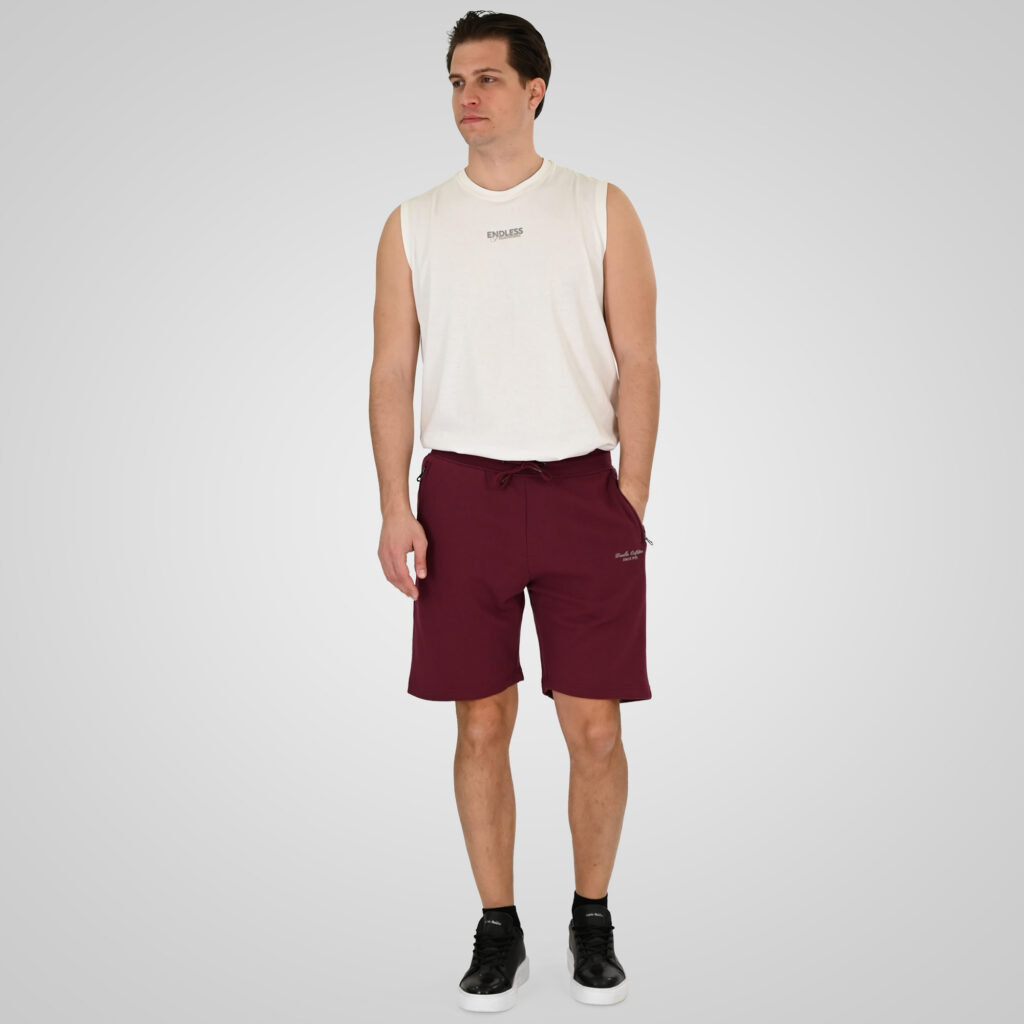 261MS-6031 MS SHORTS WITH ZIPPERS AT POCKETS (TERRY FLEECE) DK RASPBERRY