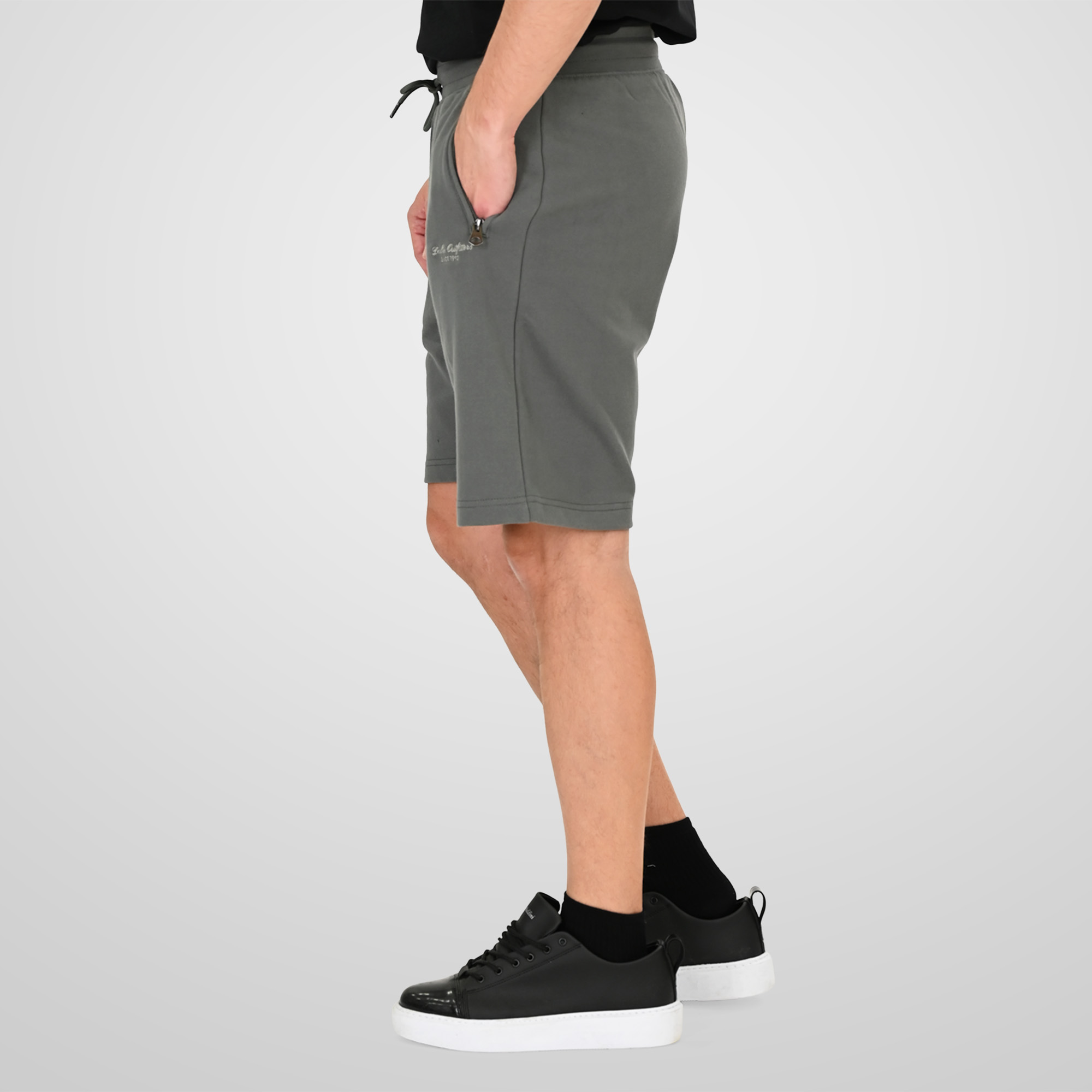 261MS-6031 MS SHORTS WITH ZIPPERS AT POCKETS (TERRY FLEECE) KHAKI - Image 3