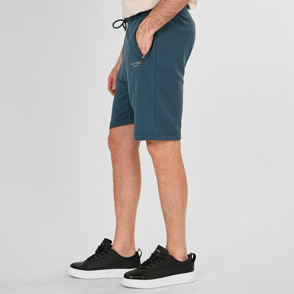 261MS-6031 MS SHORTS WITH ZIPPERS AT POCKETS (TERRY FLEECE) DEEP TEAL