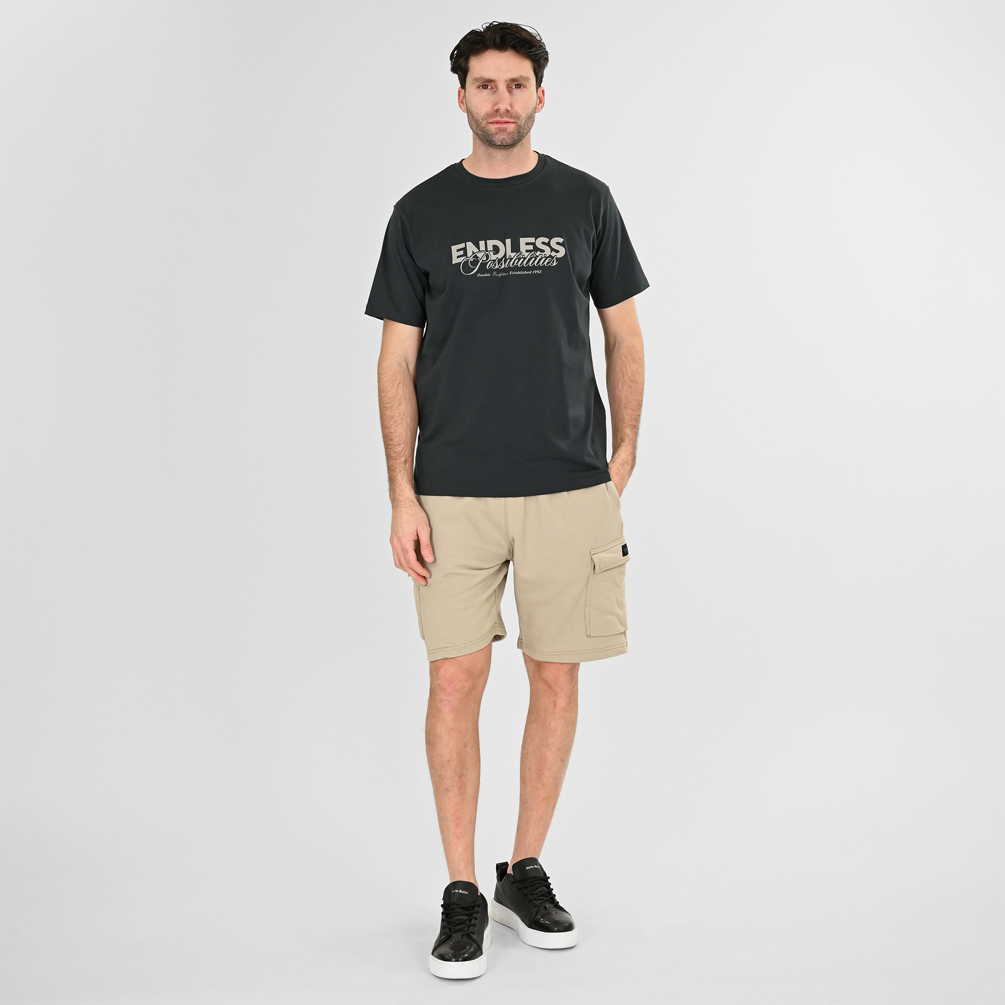 261MS-6032 MS SHORTS WITH CARGO POCKETS (TERRY FLEECE) STONE BEIGE - Image 2