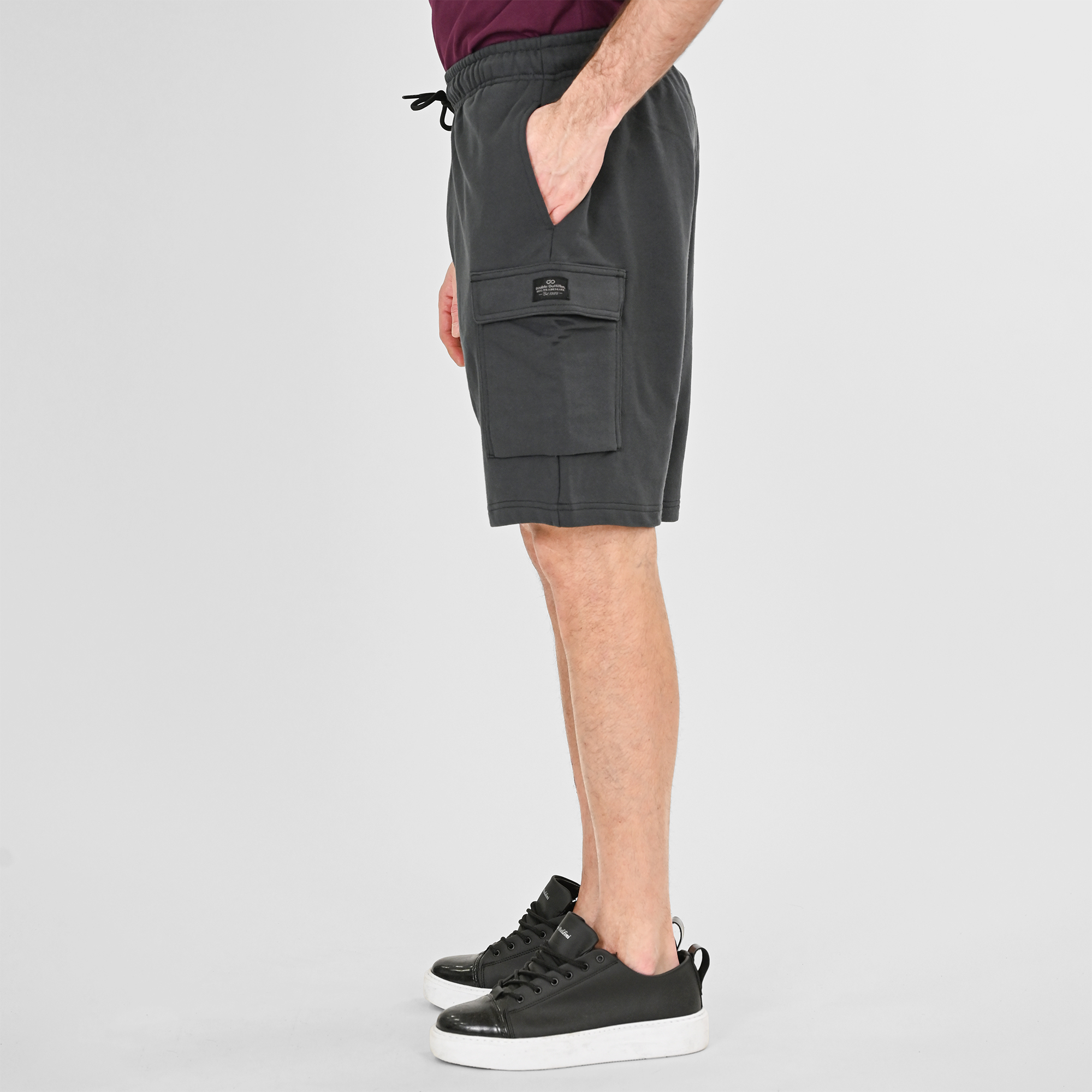 261MS-6032 MS SHORTS WITH CARGO POCKETS (TERRY FLEECE) SHADOW GREY - Image 3