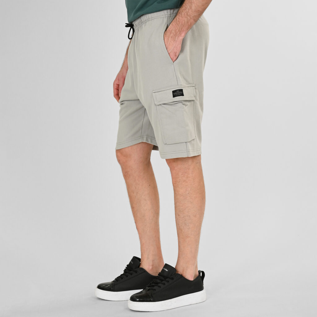 261MS-6032 MS SHORTS WITH CARGO POCKETS (TERRY FLEECE) LT GREY