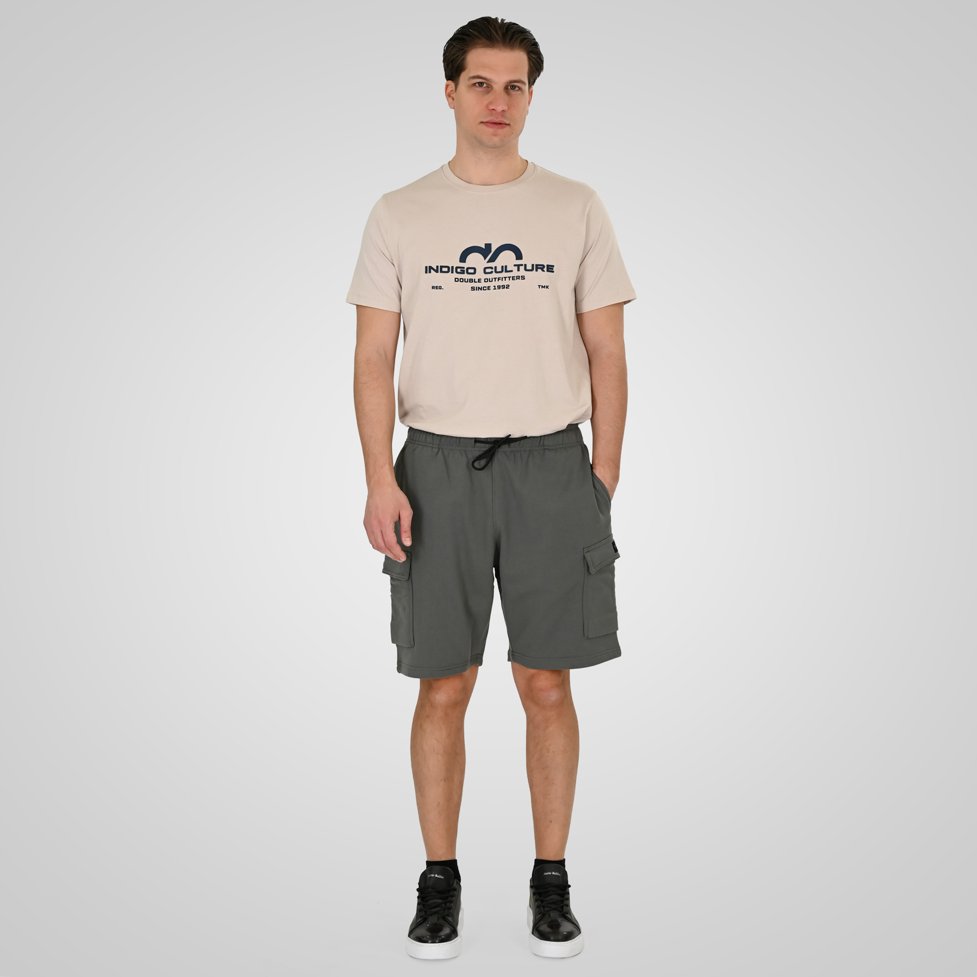 261MS-6032 MS SHORTS WITH CARGO POCKETS (TERRY FLEECE) KHAKI - Image 2