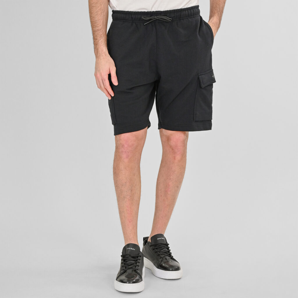 261MS-6032 MS SHORTS WITH CARGO POCKETS (TERRY FLEECE) BLACK