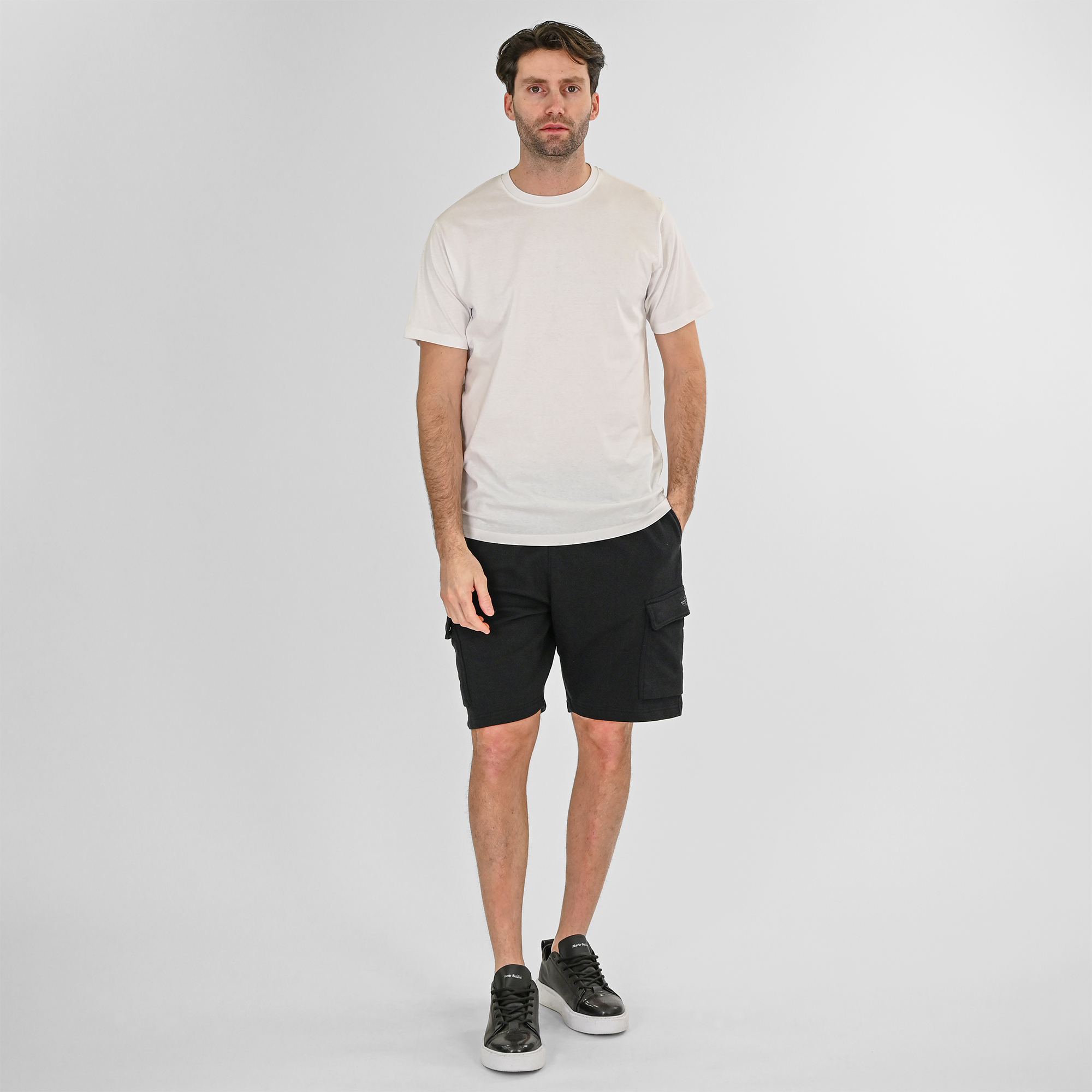 261MS-6032 MS SHORTS WITH CARGO POCKETS (TERRY FLEECE) BLACK - Image 2