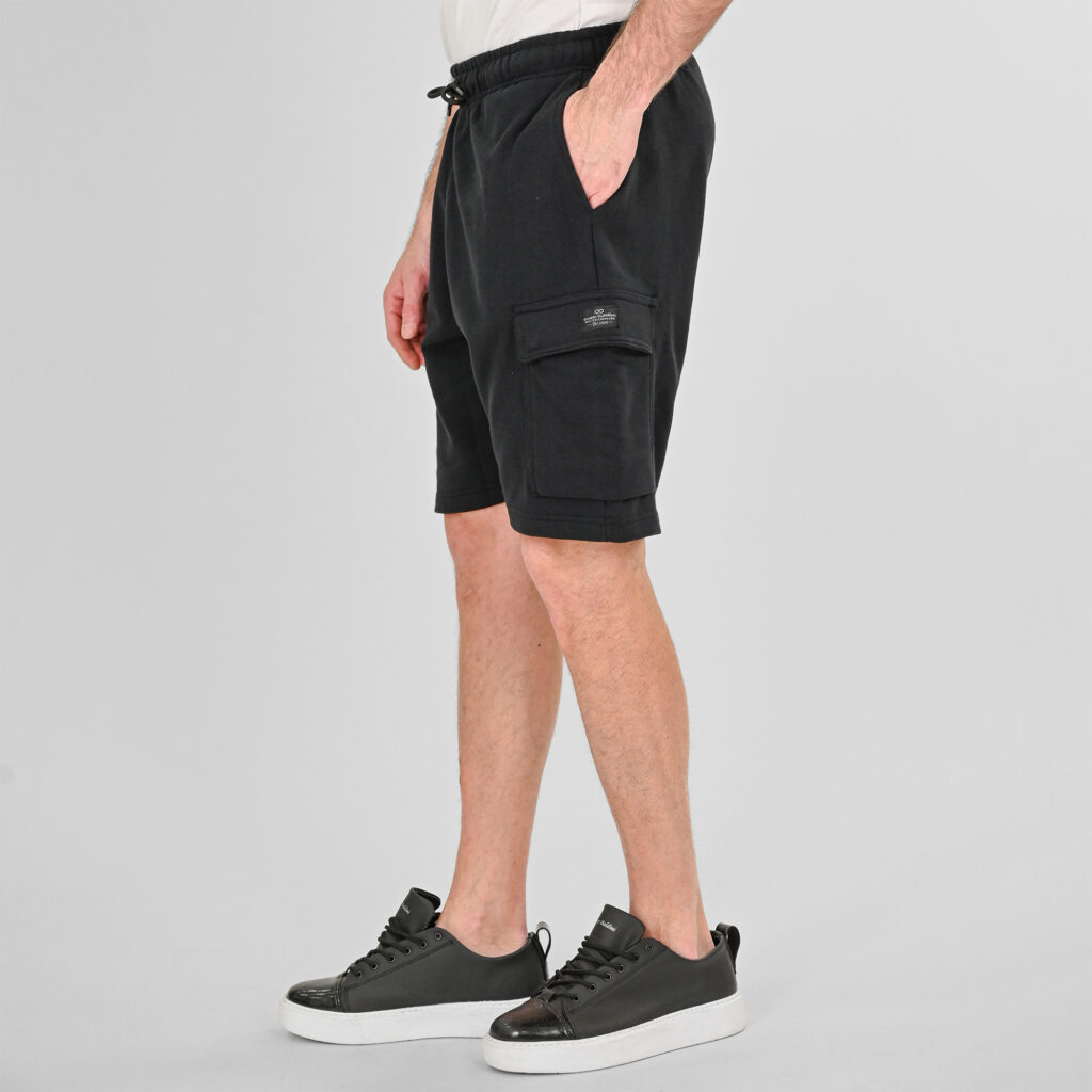 261MS-6032 MS SHORTS WITH CARGO POCKETS (TERRY FLEECE) BLACK