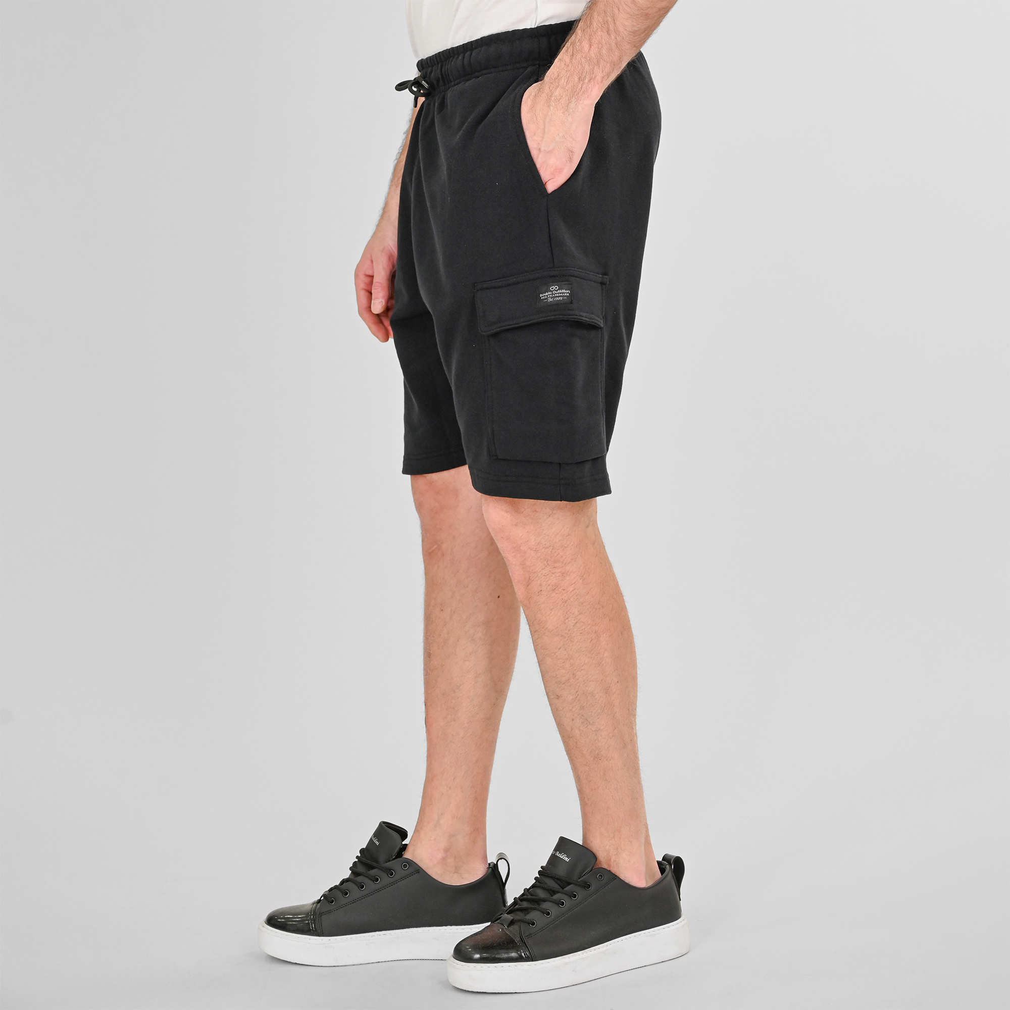 261MS-6032 MS SHORTS WITH CARGO POCKETS (TERRY FLEECE) BLACK - Image 3