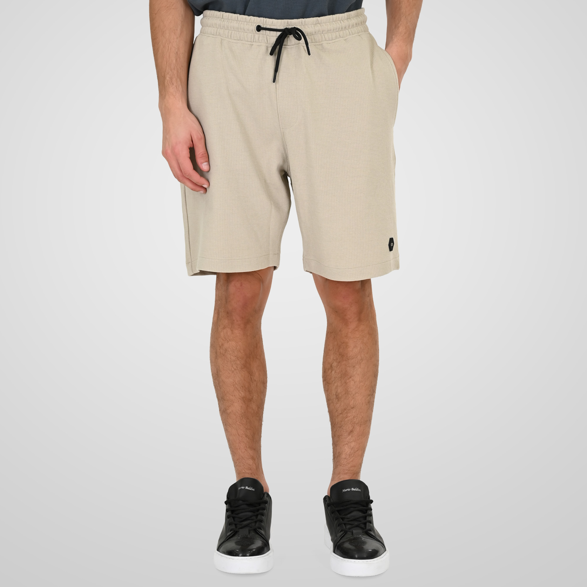 261MS-6033 MS SHORTS IN WAFFLE FABRIC (SPECIAL FABRIC) STONE BEIGE - Image 1