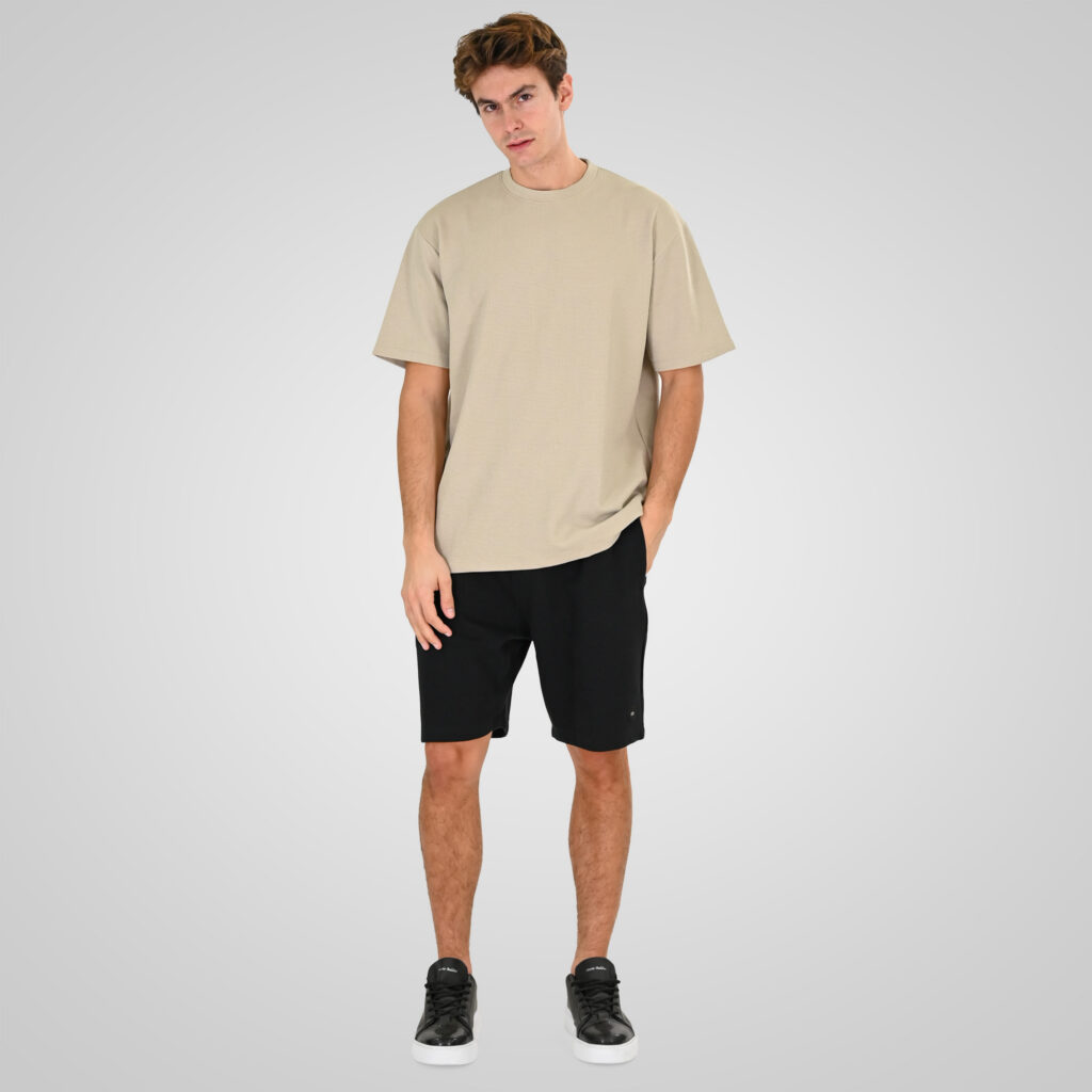 261MS-6033 MS SHORTS IN WAFFLE FABRIC (SPECIAL FABRIC) BLACK