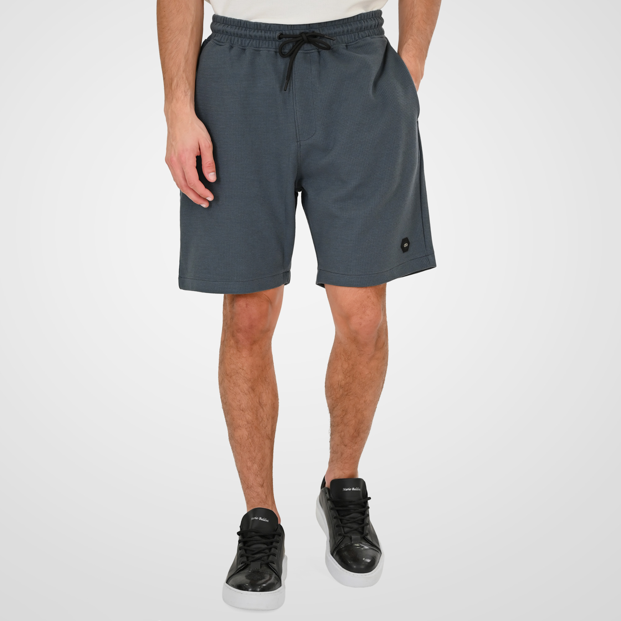 261MS-6033 MS SHORTS IN WAFFLE FABRIC (SPECIAL FABRIC) ANTHRACITE - Image 1