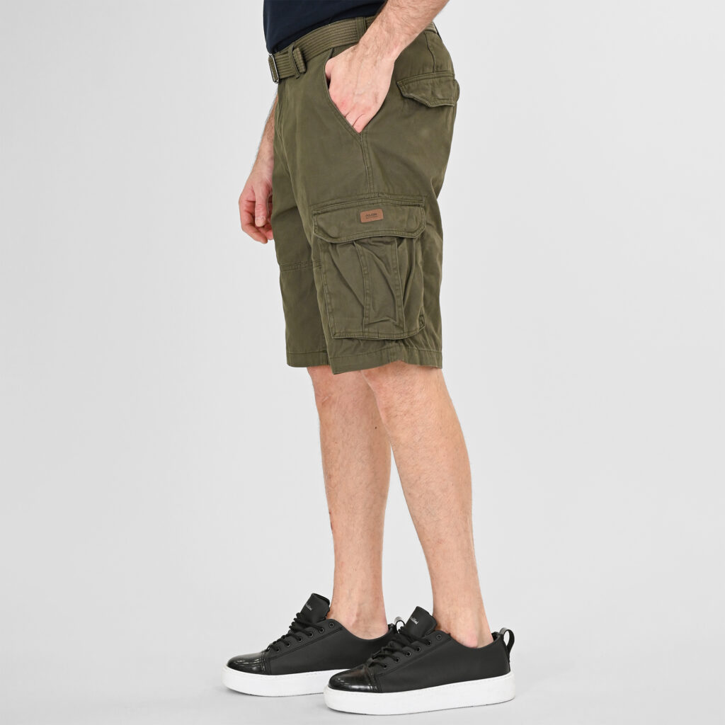 261MSHO-7029 SHORTS CARGO WITH BELT DK KHAKI