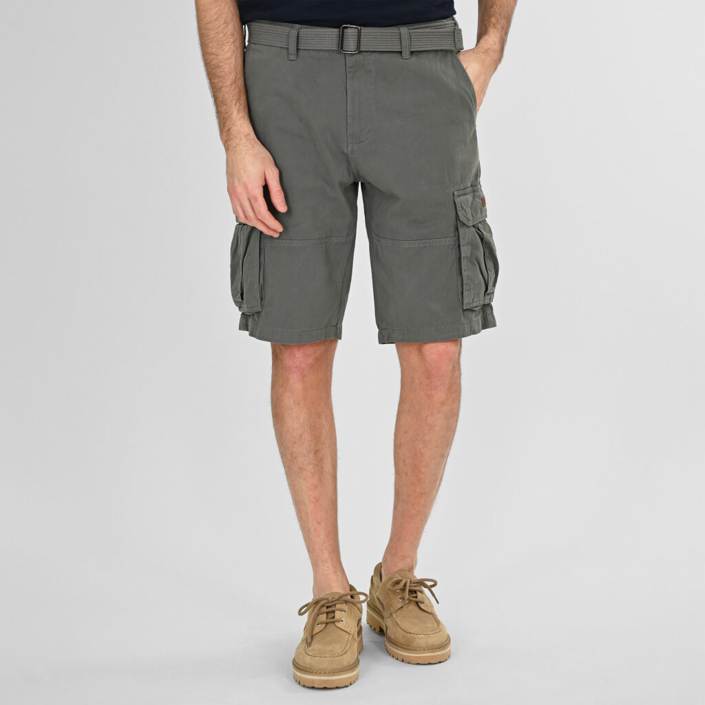 261MSHO-7029 SHORTS CARGO WITH BELT GREIGE GREEN