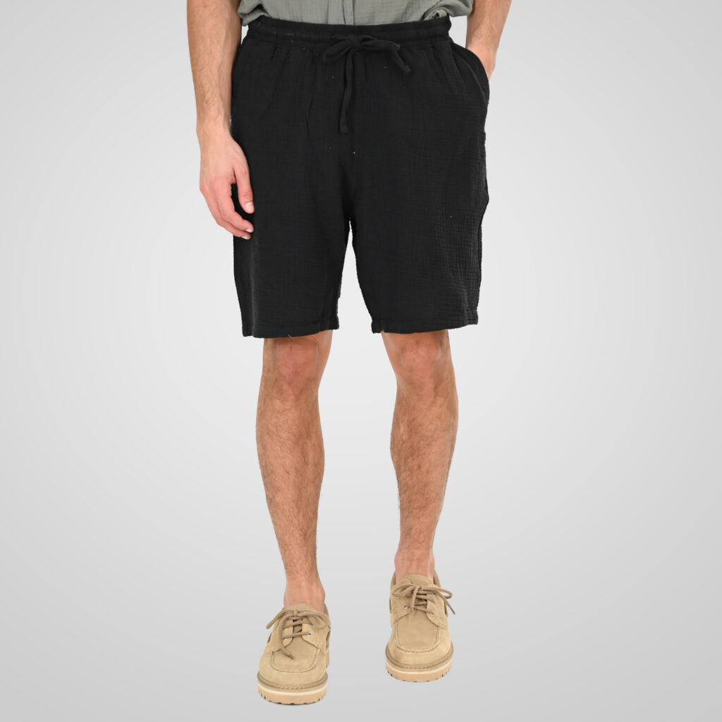 261MSHO-7064 SHORTS WITH ELASTIC WAISTBAND (SPECIAL FABRIC) BLACK
