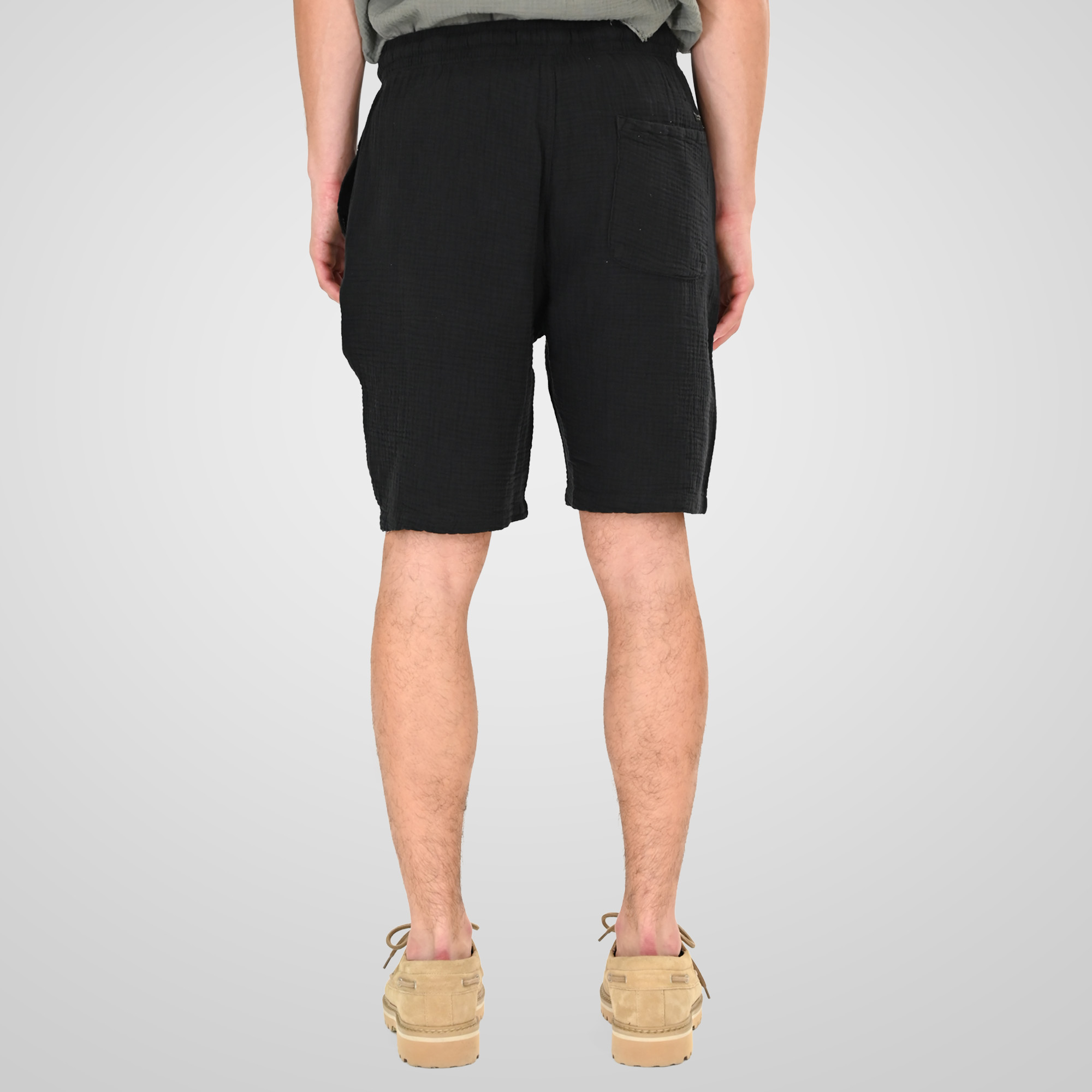 261MSHO-7064 SHORTS WITH ELASTIC WAISTBAND (SPECIAL FABRIC) BLACK - Image 4