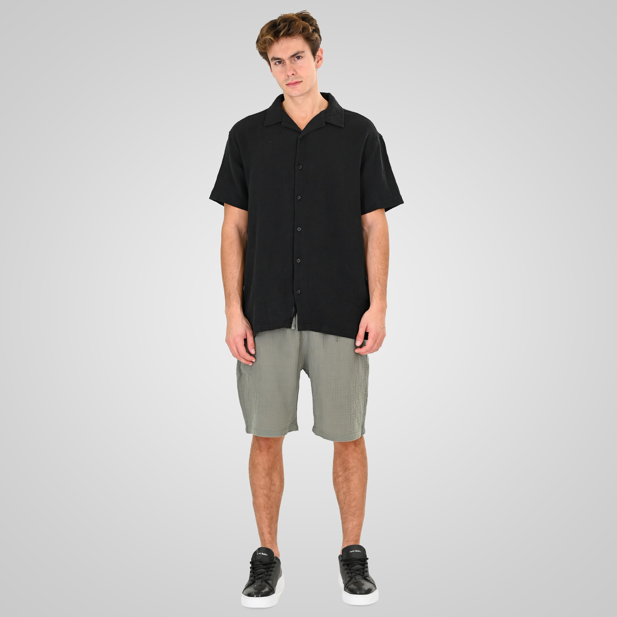 261MSHO-7064 SHORTS WITH ELASTIC WAISTBAND (SPECIAL FABRIC) LT KHAKI - Image 2