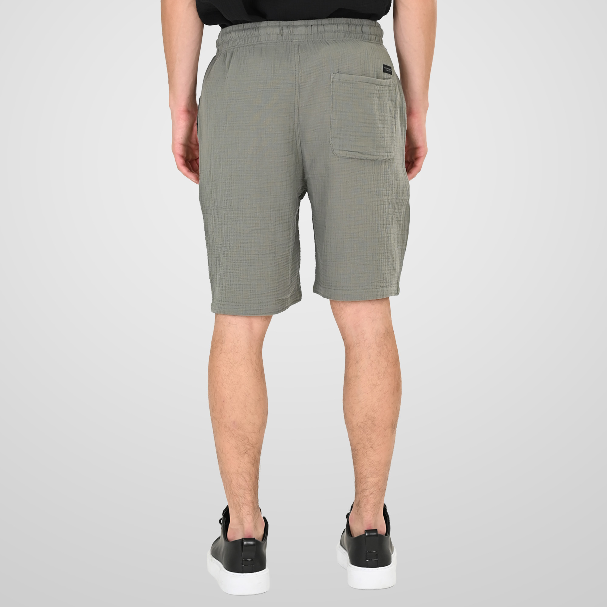 261MSHO-7064 SHORTS WITH ELASTIC WAISTBAND (SPECIAL FABRIC) LT KHAKI - Image 4