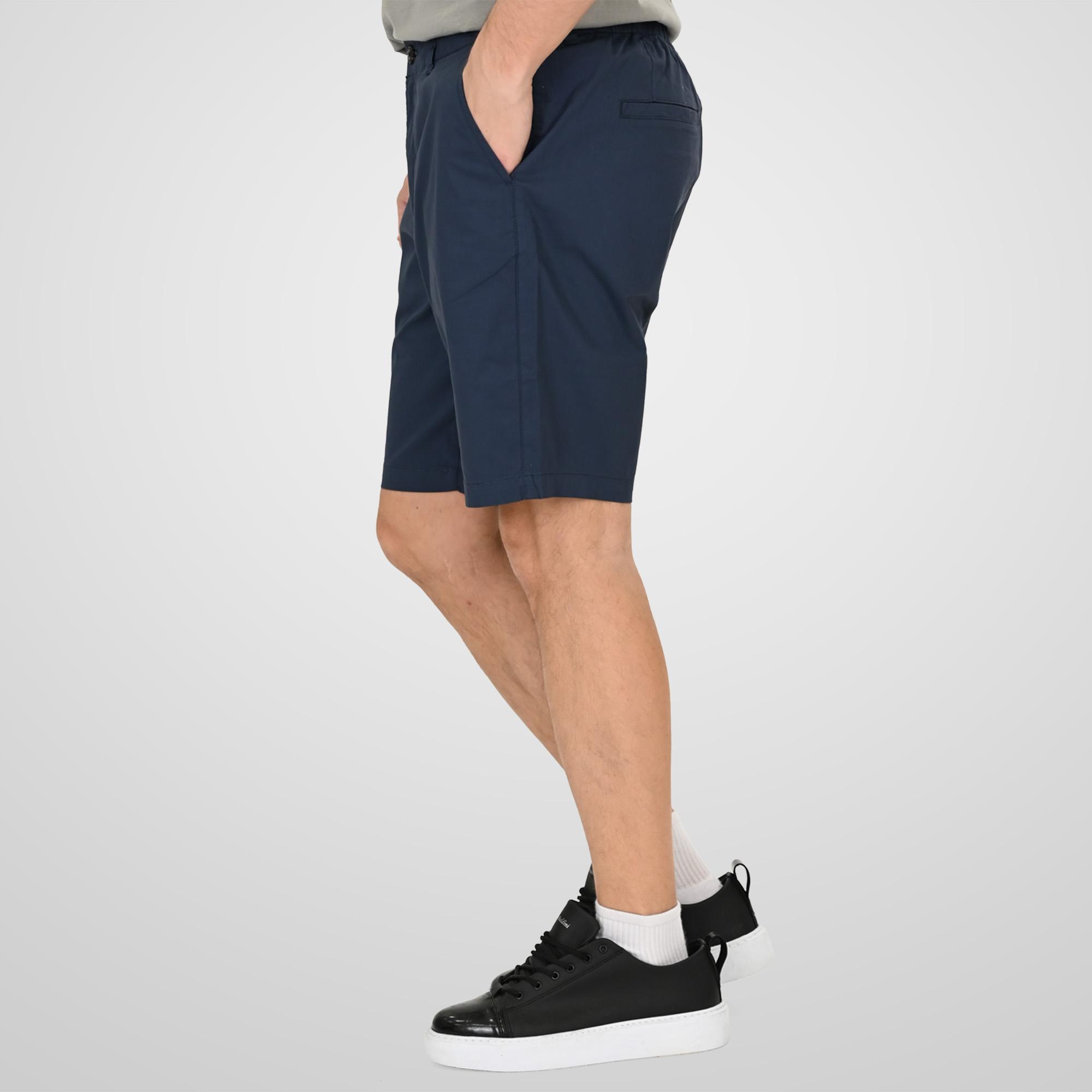 261MSHO-7066 SHORT CHINOS WITH HALF ELASTIC WAISTBAND (LIGHTWEIGHT) SMOKE BLUE - Image 3