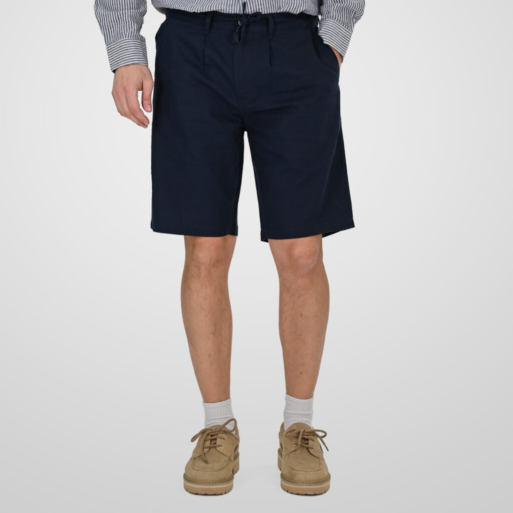 261MSHO-7068 CHINOS LINEN BLEND SHORTS WITH ELASTICATED WAISTBAND NAVY