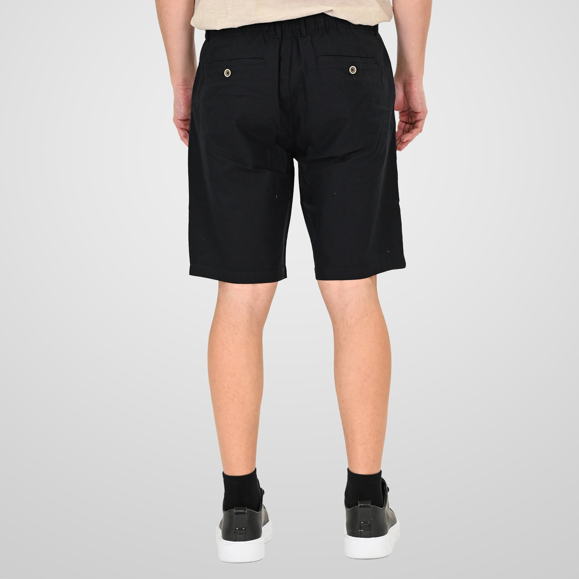 261MSHO-7068 CHINOS LINEN BLEND SHORTS WITH ELASTICATED WAISTBAND BLACK - Image 4