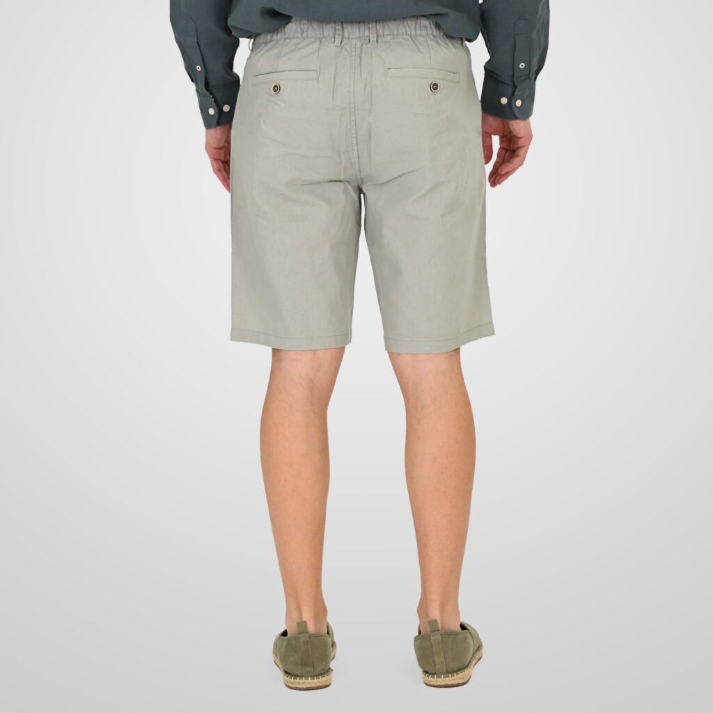 261MSHO-7068 CHINOS LINEN BLEND SHORTS WITH ELASTICATED WAISTBAND SMOKE GREEN