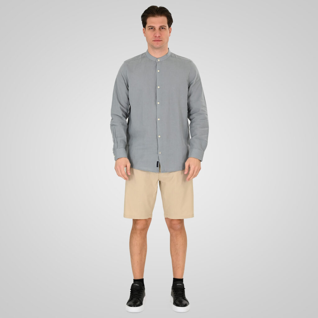 261MSHO-7068 CHINOS LINEN BLEND SHORTS WITH ELASTICATED WAISTBAND LT BEIGE