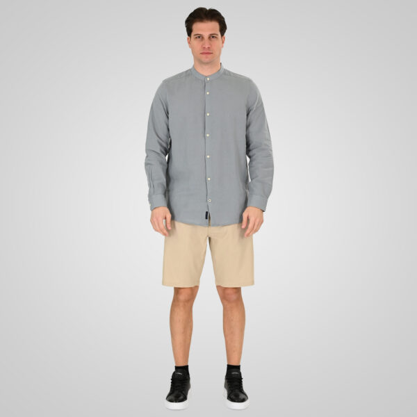 261MSHO-7068 CHINOS LINEN BLEND SHORTS WITH ELASTICATED WAISTBAND LT BEIGE
