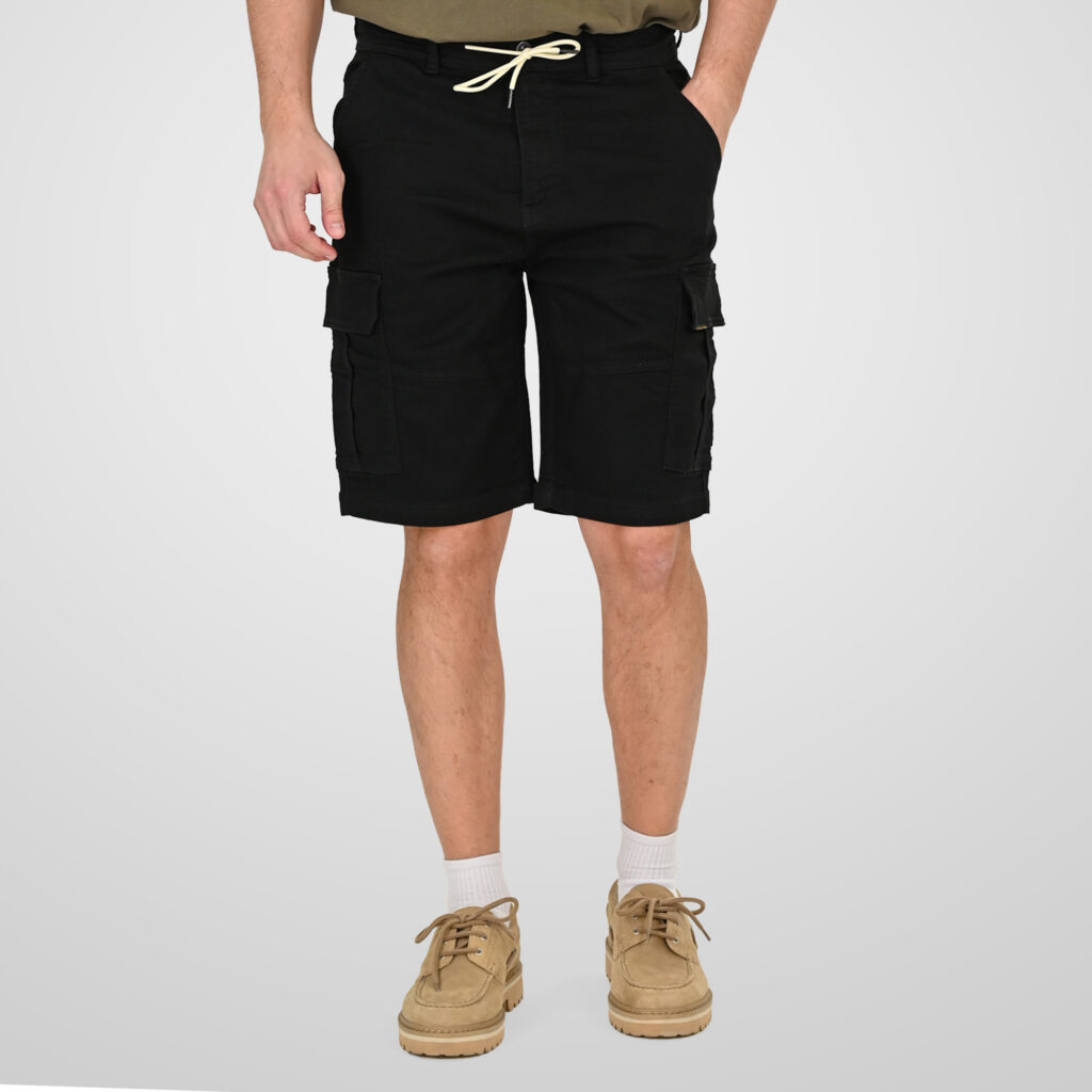 261MSHO-7070 CARGO SHORTS (SPECIAL KNITTED DENIM FABRIC) OFF BLACK