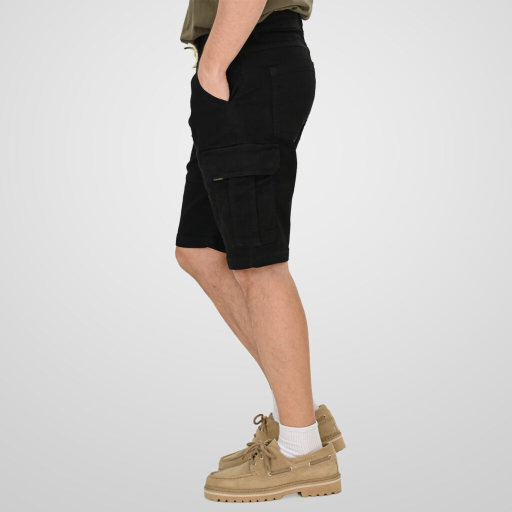 261MSHO-7070 CARGO SHORTS (SPECIAL KNITTED DENIM FABRIC) OFF BLACK