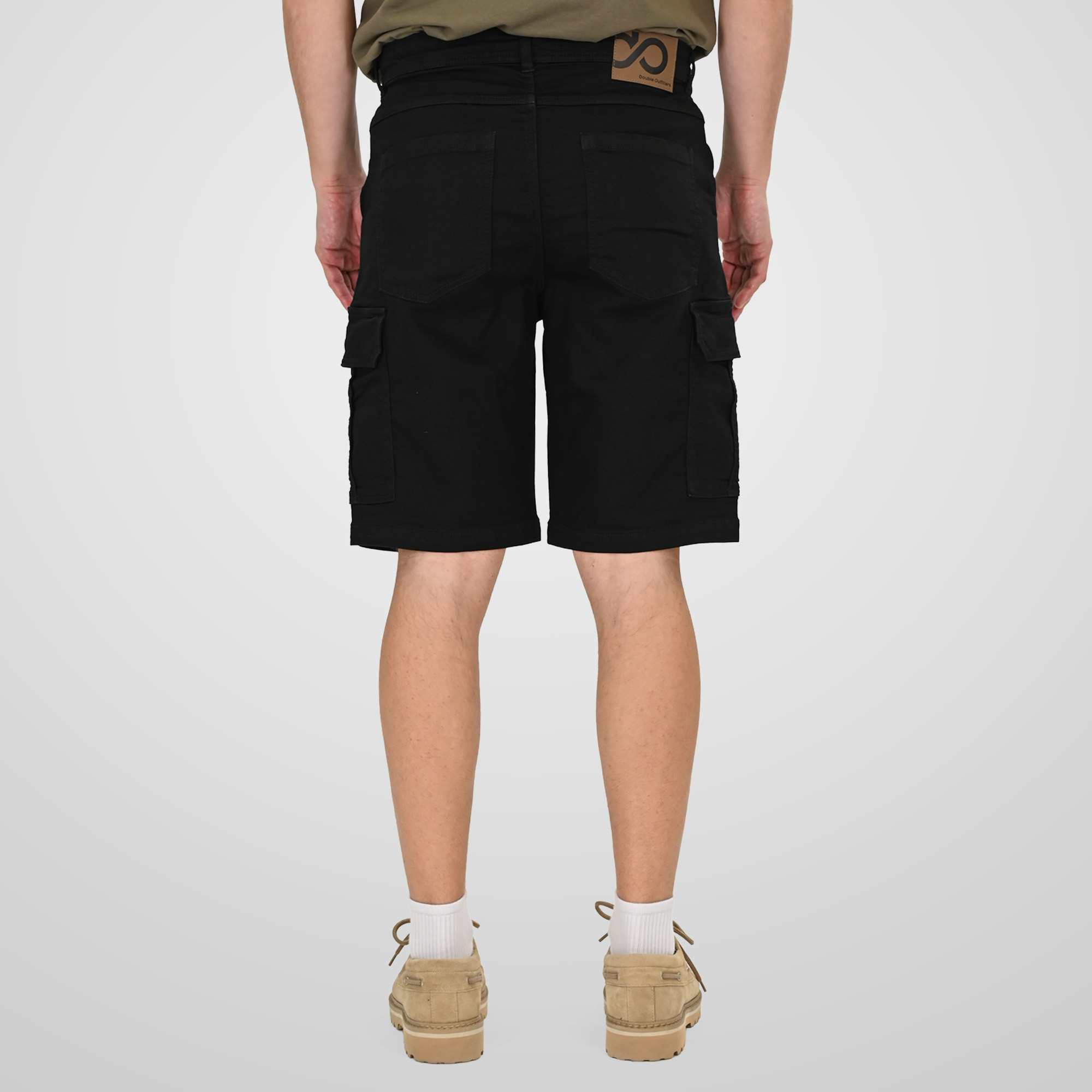 261MSHO-7070 CARGO SHORTS (SPECIAL KNITTED DENIM FABRIC) OFF BLACK - Image 4