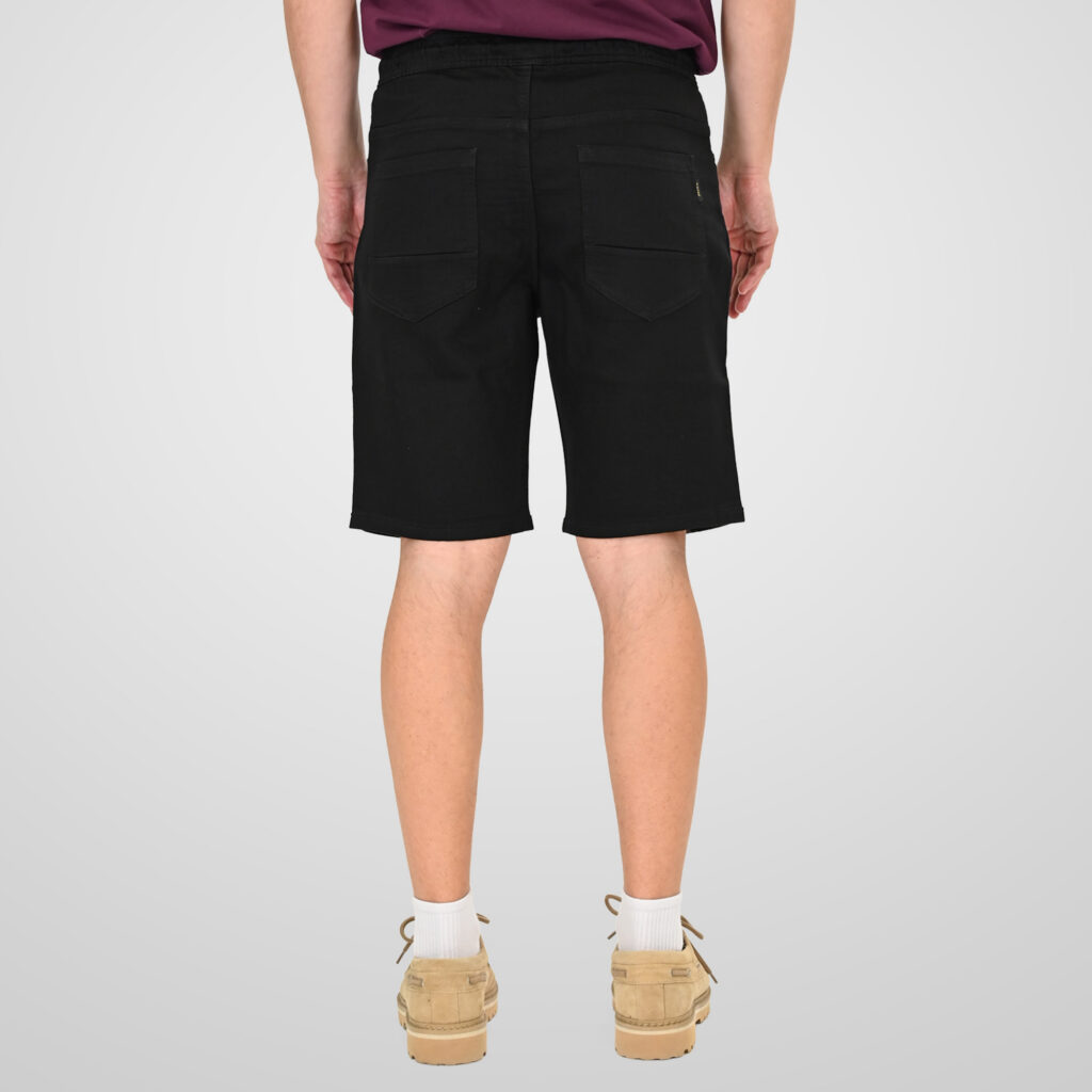 261MSHO-7071 SHORTS WITH ELASTICATED WAIST AND HEM (SPECIAL KNITTED DENIM FABRIC) OFF BLACK