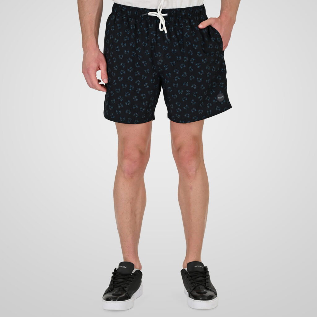 261MTS-8025 SWIM SHORTS IN PATTERNED PRINT (AOP) (4-WAY STRETCH) CC79 BLACK