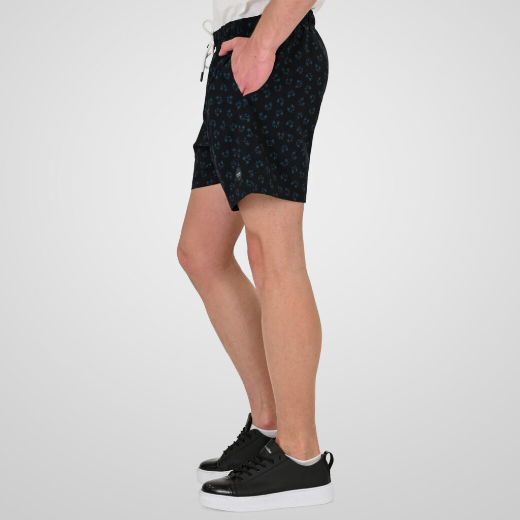 261MTS-8025 SWIM SHORTS IN PATTERNED PRINT (AOP) (4-WAY STRETCH) CC79 BLACK