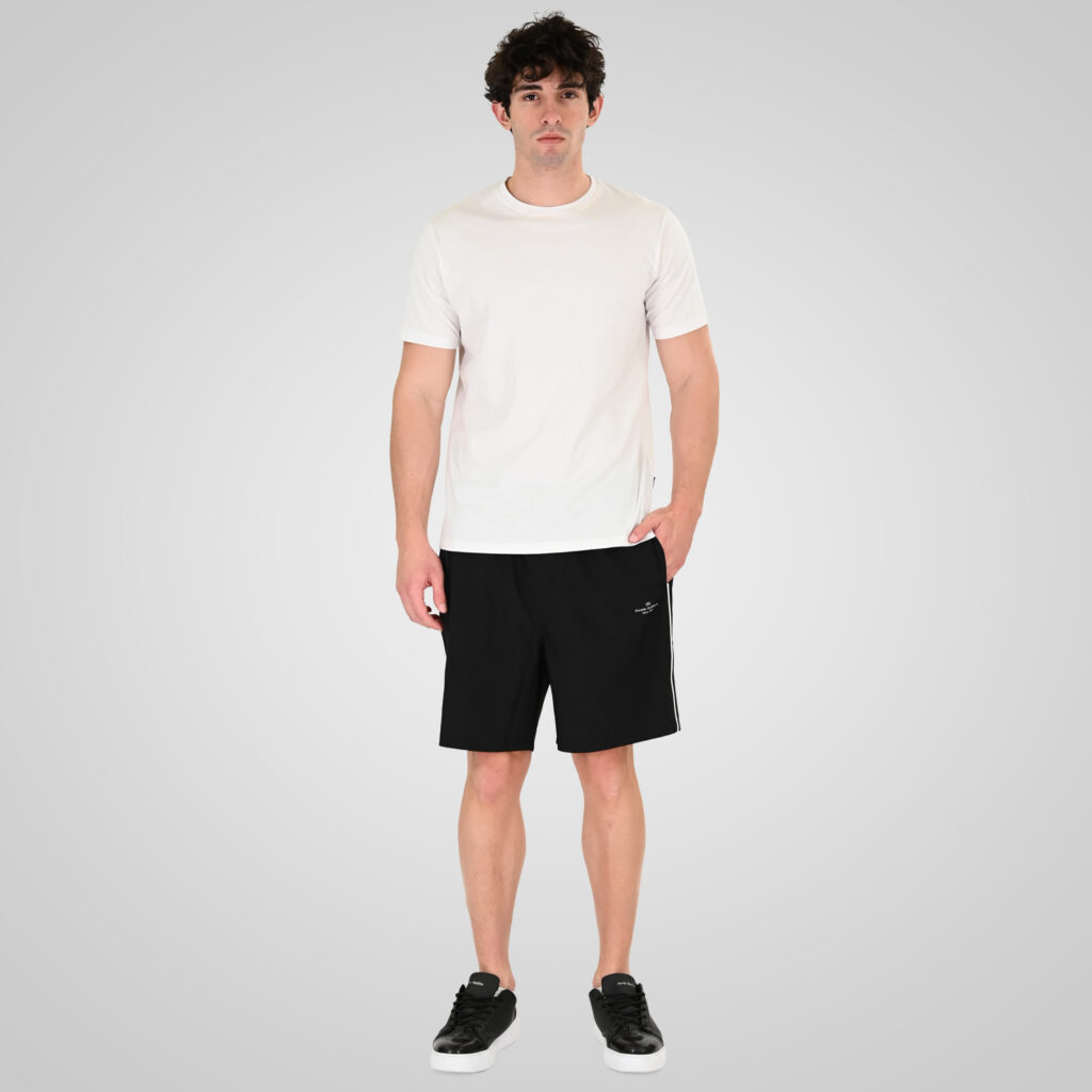 261MTS-8034 MID-LENGHT SWIM SHORTS WITH HIGH DENSITY PRINT (4-WAY STRETCH) BLACK