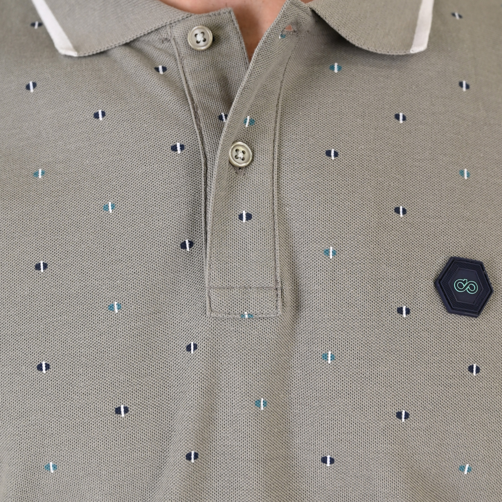 261PS-3080 POLO PIQUE ALL-OVER PRINT LT GREY - Image 5