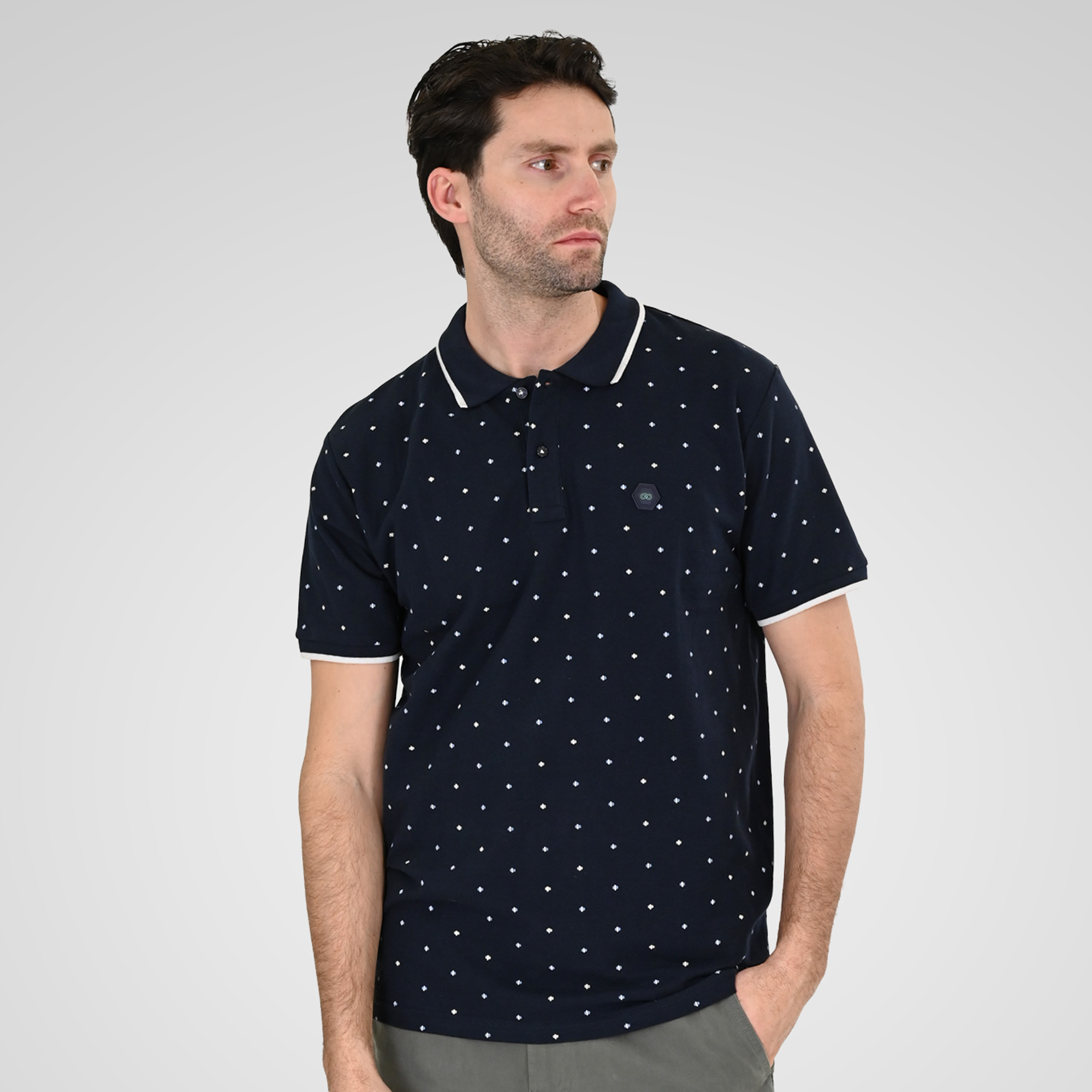 261PS-3080 POLO PIQUE ALL-OVER PRINT NAVY - Image 1