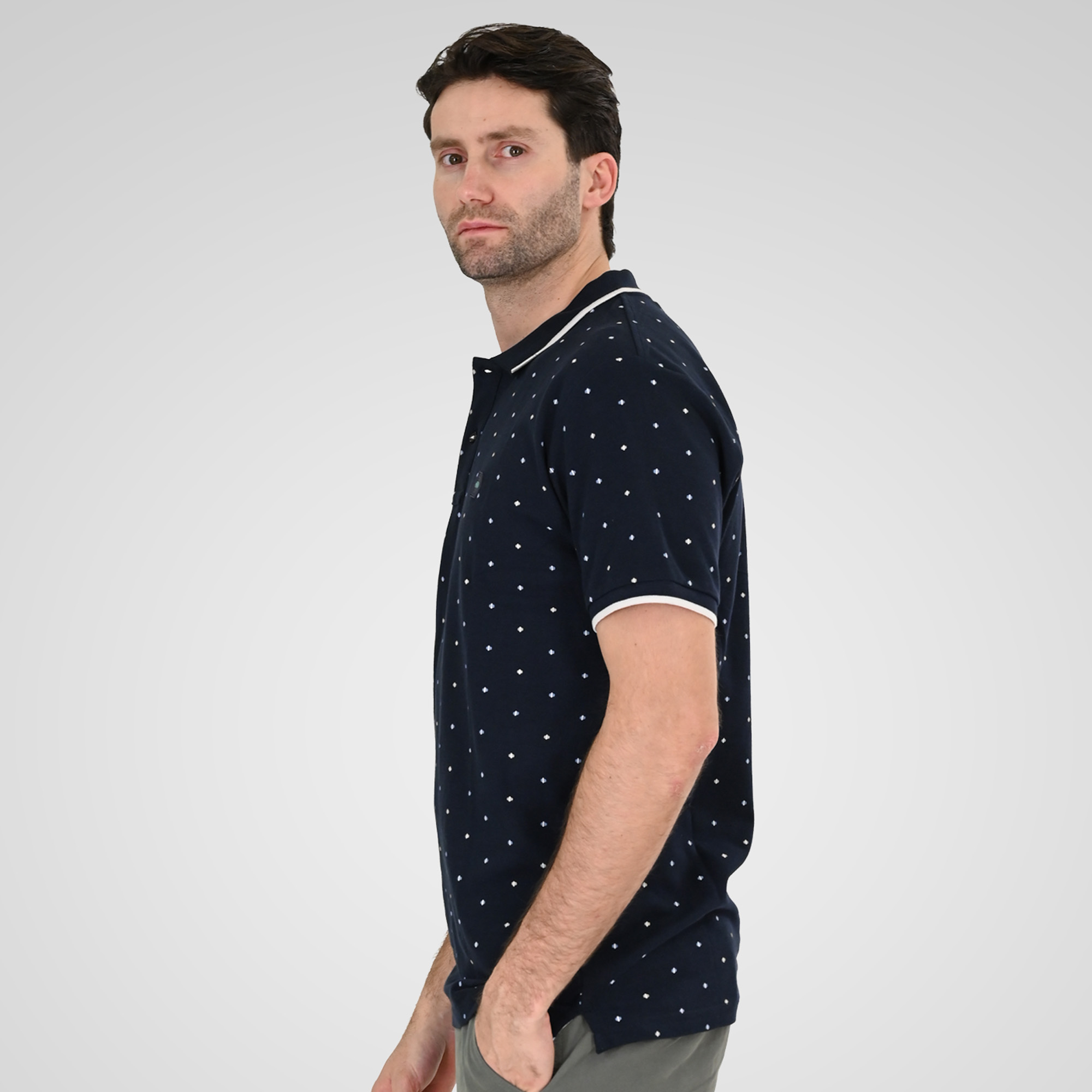 261PS-3080 POLO PIQUE ALL-OVER PRINT NAVY - Image 3