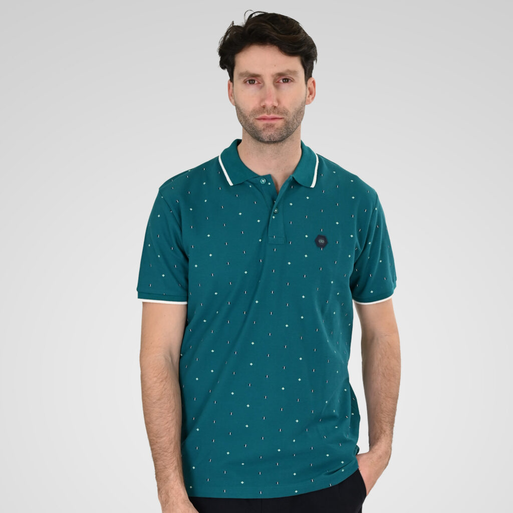 261PS-3080 POLO PIQUE ALL-OVER PRINT OCEAN