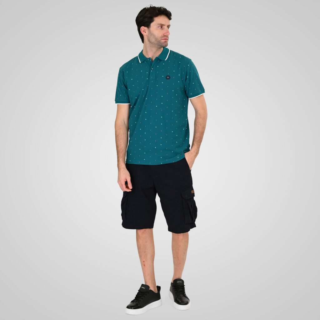 261PS-3080 POLO PIQUE ALL-OVER PRINT OCEAN