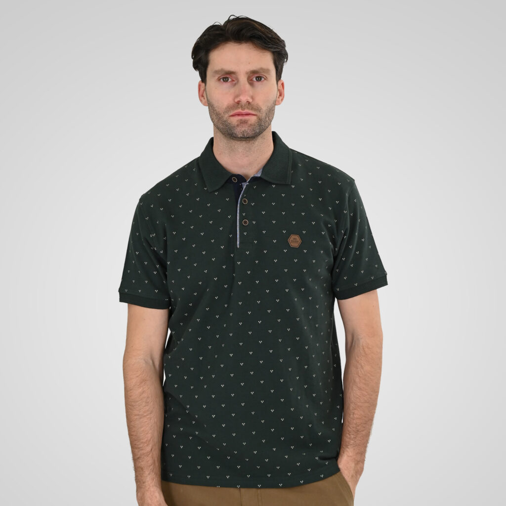 261PS-3081 POLO PIQUE ALL-OVER PRINT FOREST GREEN