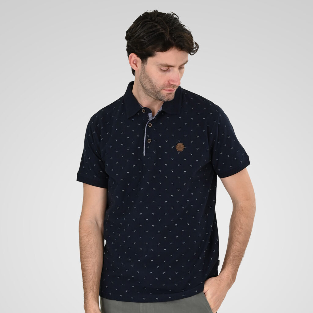 261PS-3081 POLO PIQUE ALL-OVER PRINT NAVY