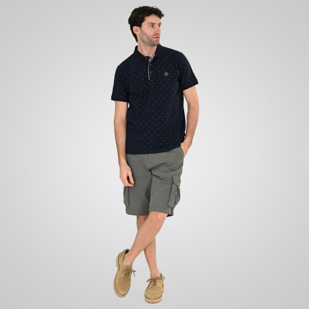 261PS-3081 POLO PIQUE ALL-OVER PRINT NAVY