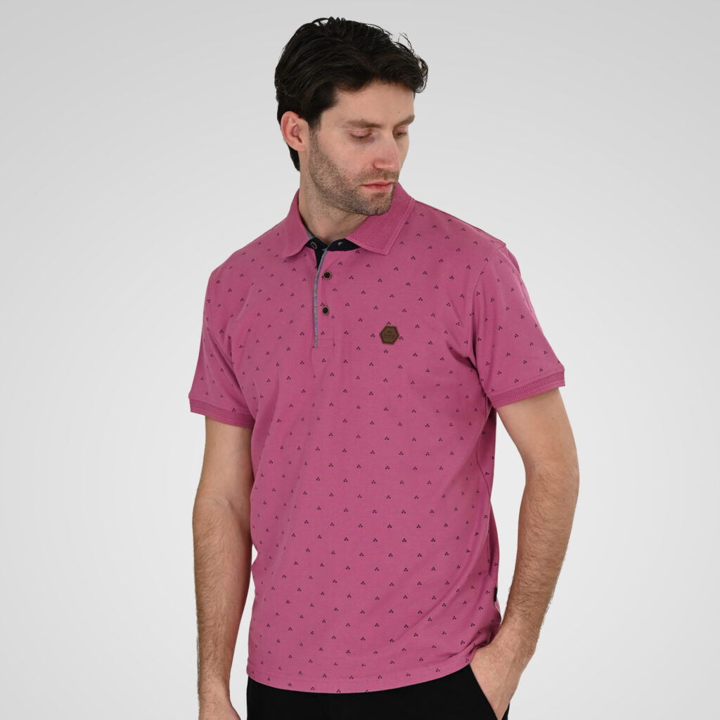 261PS-3081 POLO PIQUE ALL-OVER PRINT DUSTY ROSE