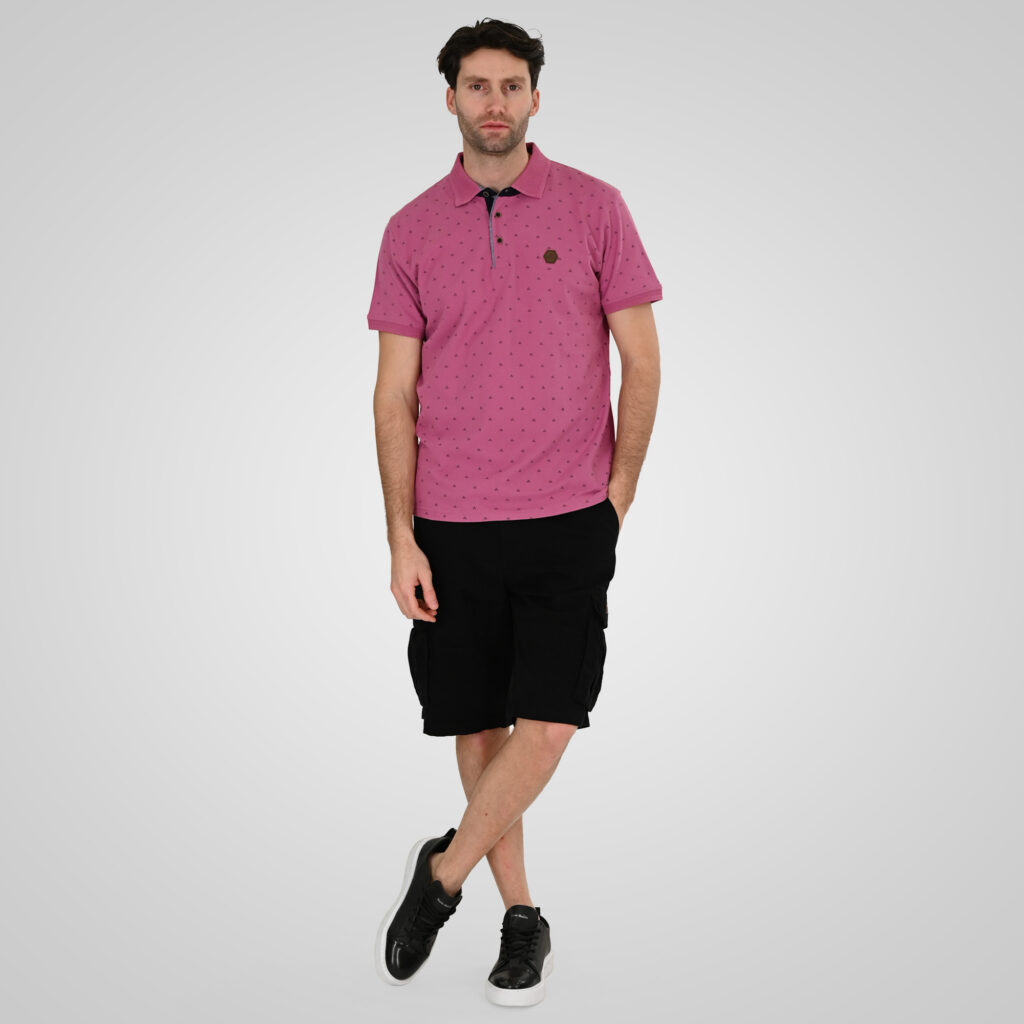 261PS-3081 POLO PIQUE ALL-OVER PRINT DUSTY ROSE